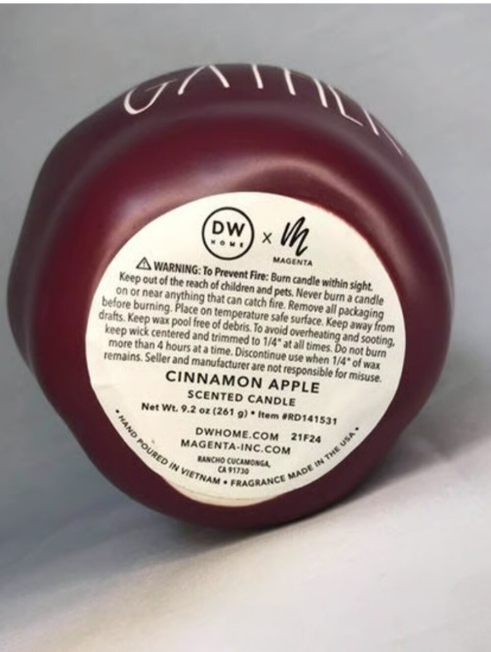 Rae Dunn Apple Candle - Picture 2 of 3